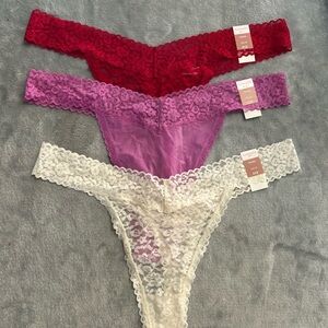 Ambrielle Lace Thong Trio - Red, Purple, Cream